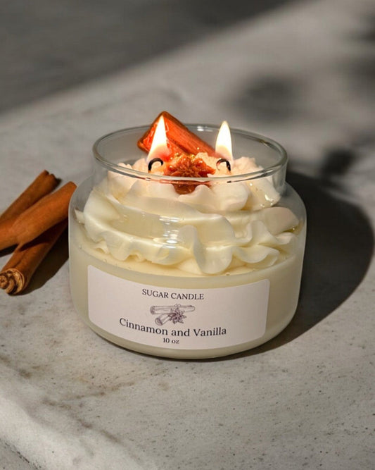 Cinnamon Vanilla Whipped Candle – warm cinnamon scented candle for gifts & home decor - Sugar Candle