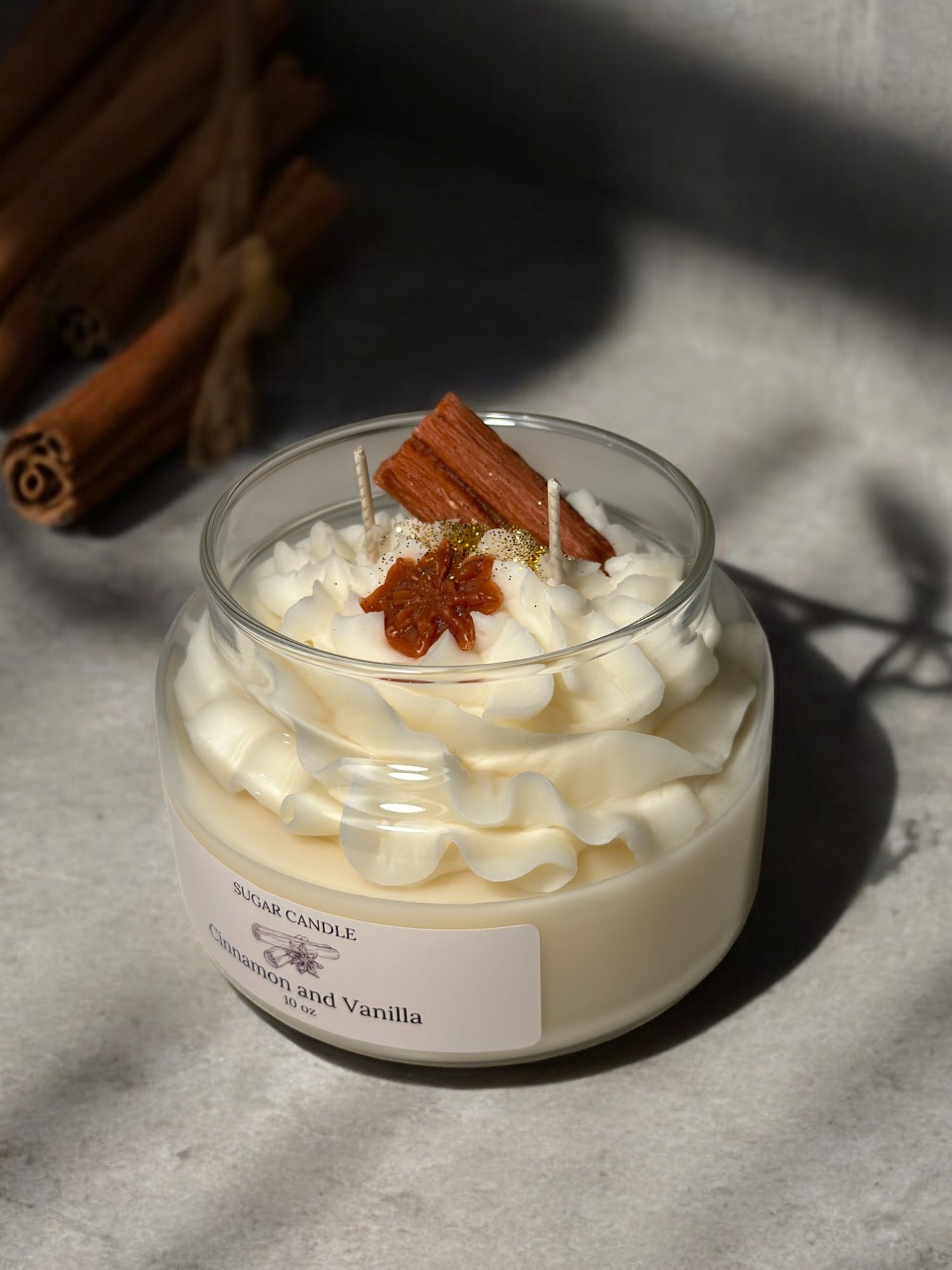 Cinnamon Vanilla Whipped Candle – warm cinnamon scented candle for gifts & home decor - Sugar Candle
