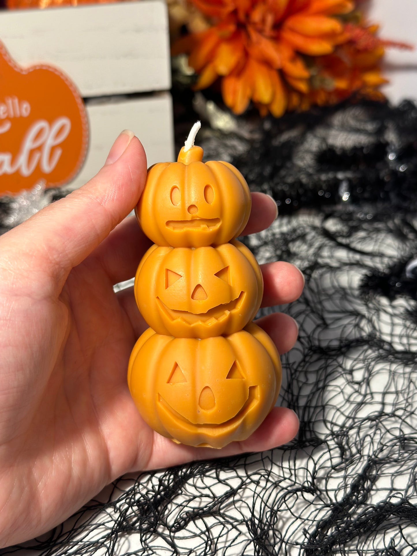 Stacked Pumpkin Candle – pumpkin scented fall candle & halloween gift - Sugar Candle