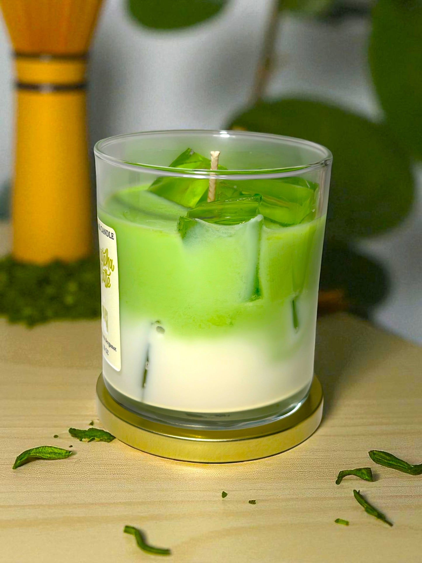 Matcha Candle – Handmade Soy & Gel Wax | Matcha & Bergamot Scent, Realistic Iced Caffee Candle, 10 oz, 55+ hrs - Sugar Candle