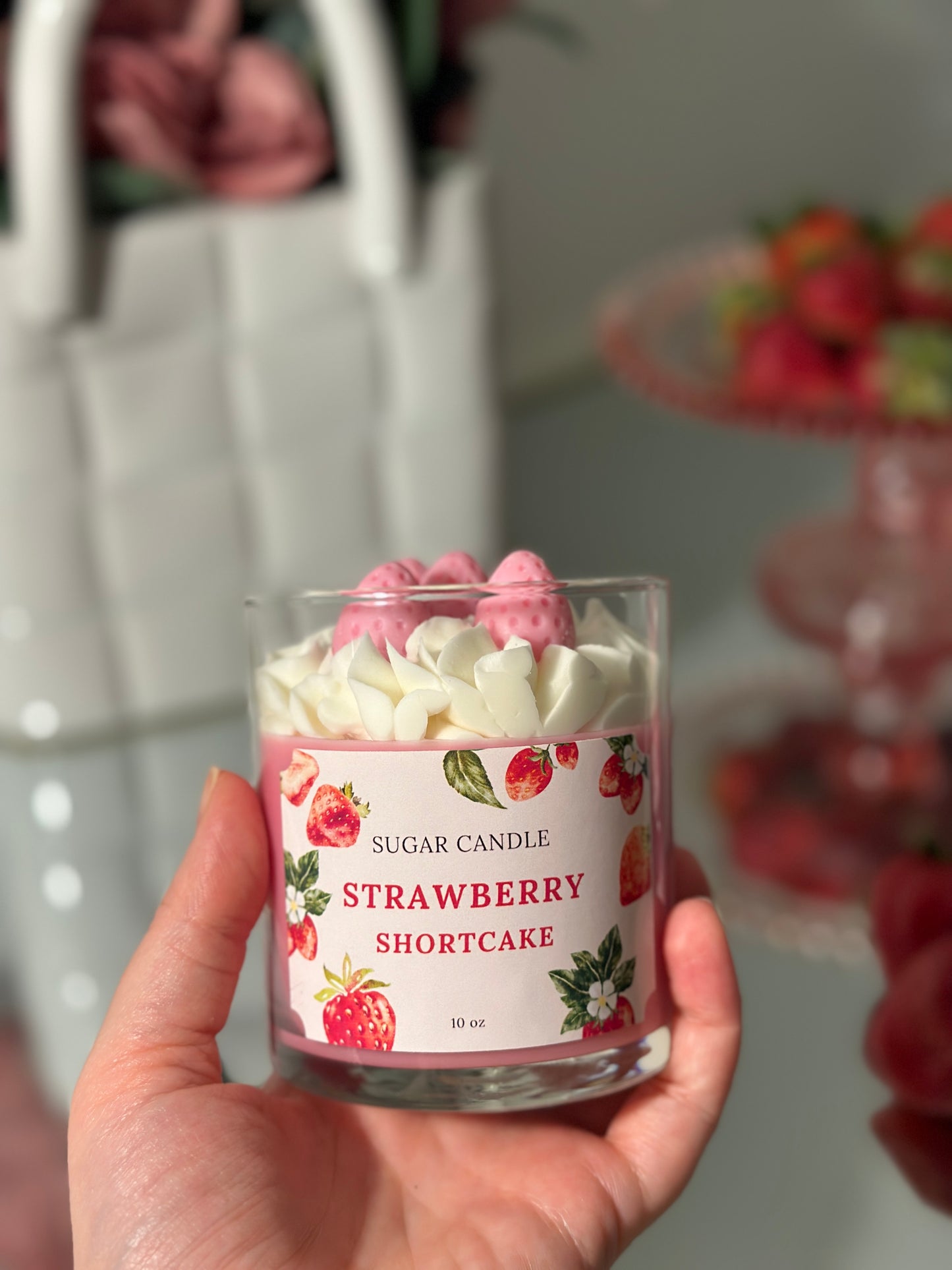 Strawberry Shortcake Candle – Dessert Candle & Gift for Her or Him - Sugar Candle