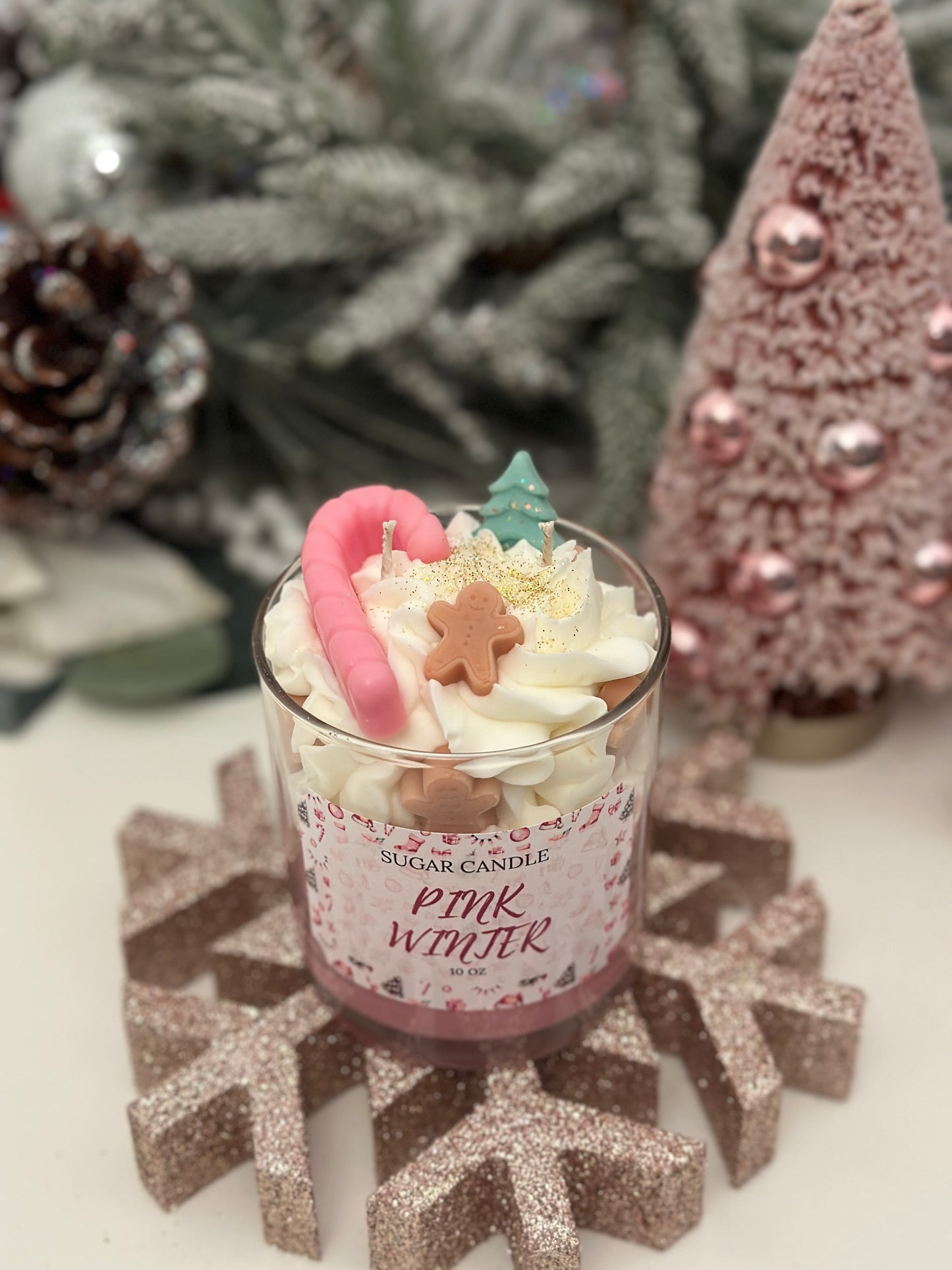 Pink Winter Candle – holiday gift & winter candle for every occasion - Sugar Candle