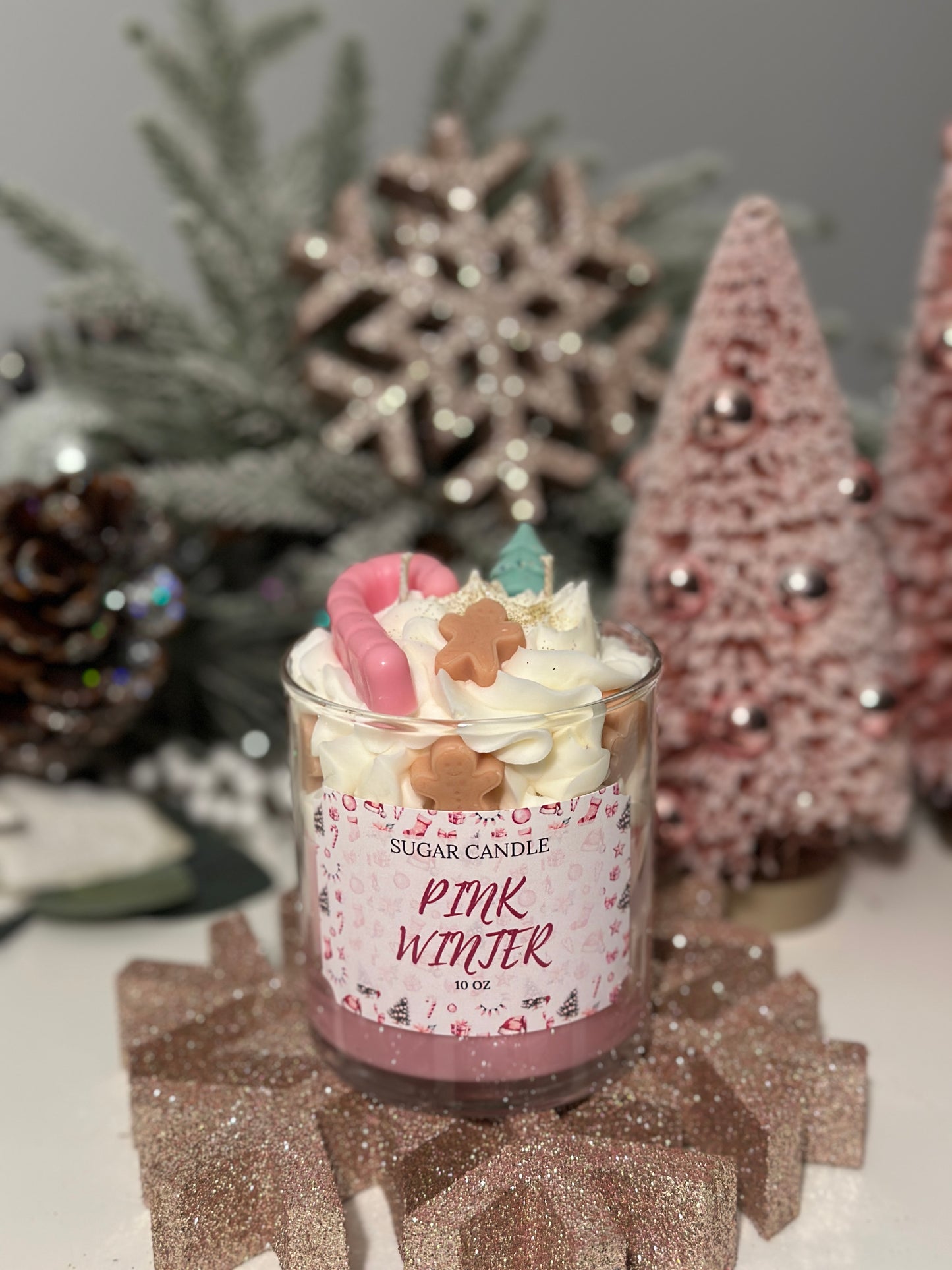 Pink Winter Candle – holiday gift & winter candle for every occasion - Sugar Candle