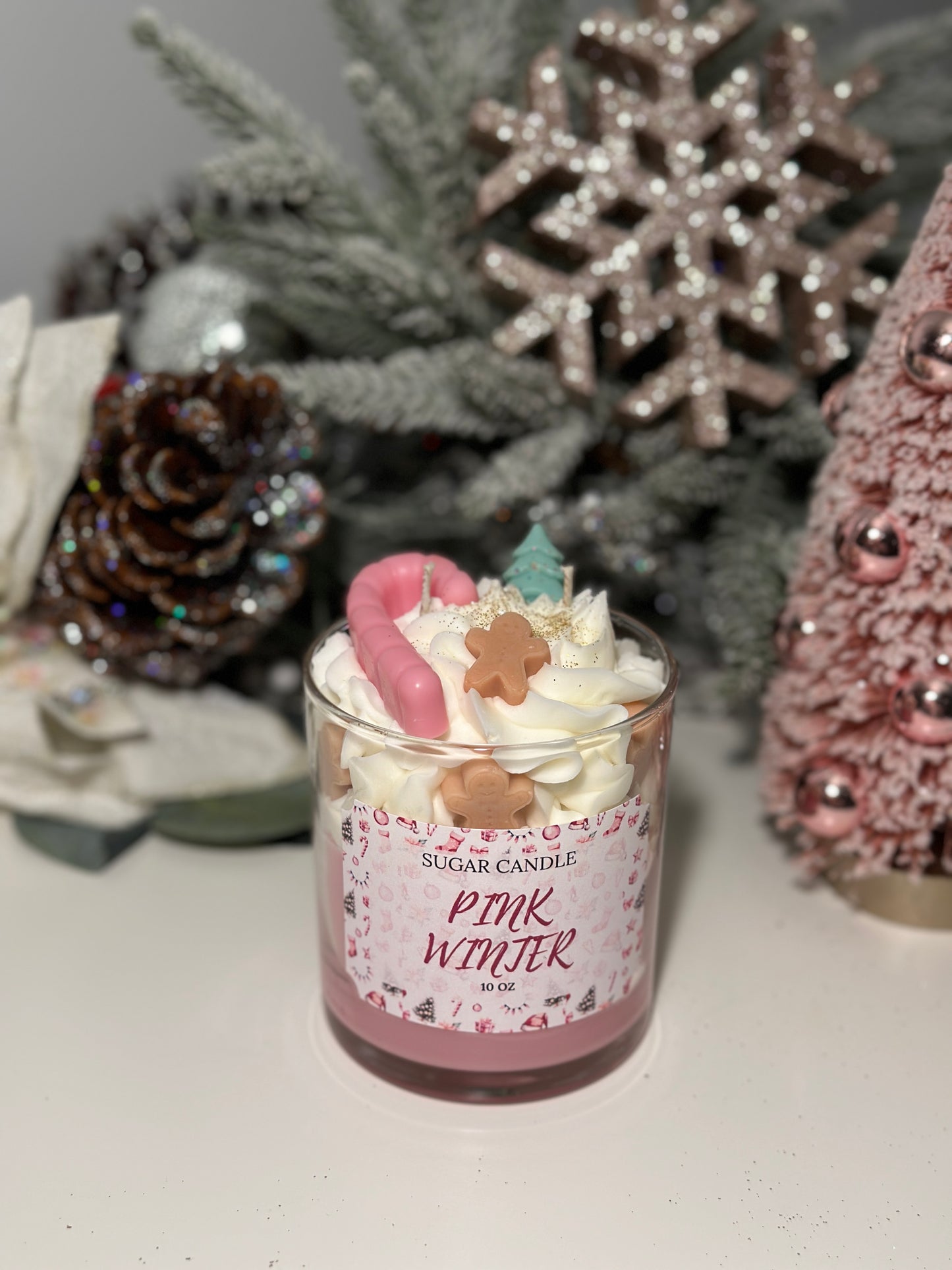 Pink Winter Candle – holiday gift & winter candle for every occasion - Sugar Candle