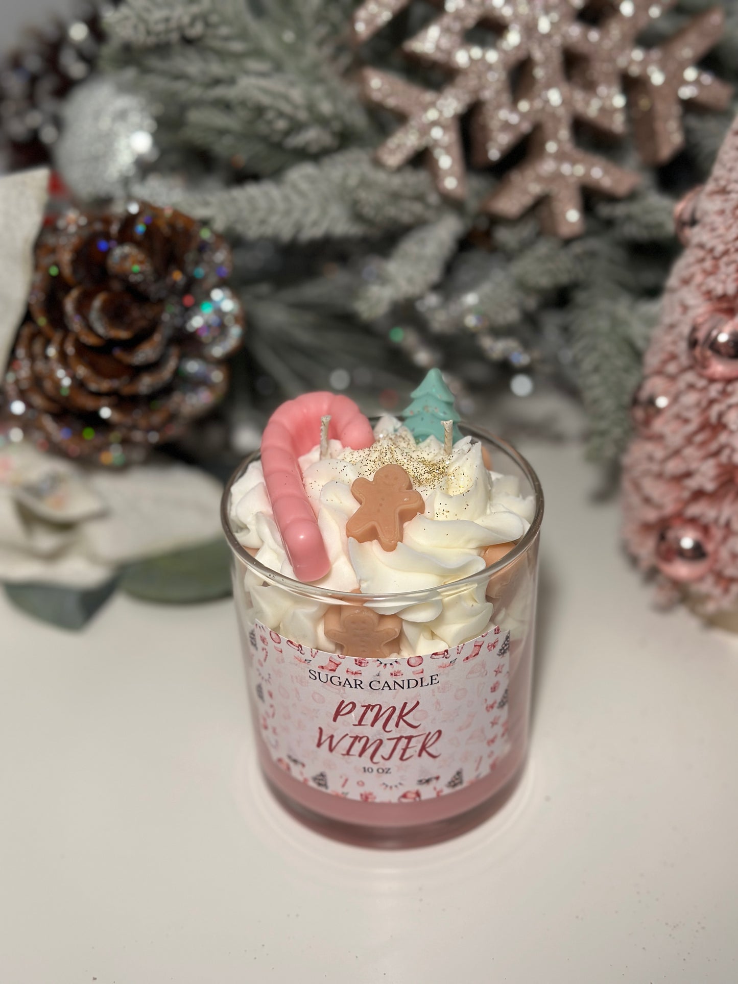 Pink Winter Candle – holiday gift & winter candle for every occasion - Sugar Candle