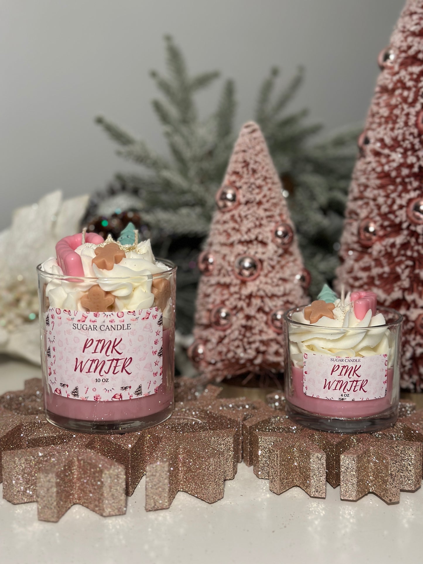 Pink Winter Candle – holiday gift & winter candle for every occasion - Sugar Candle