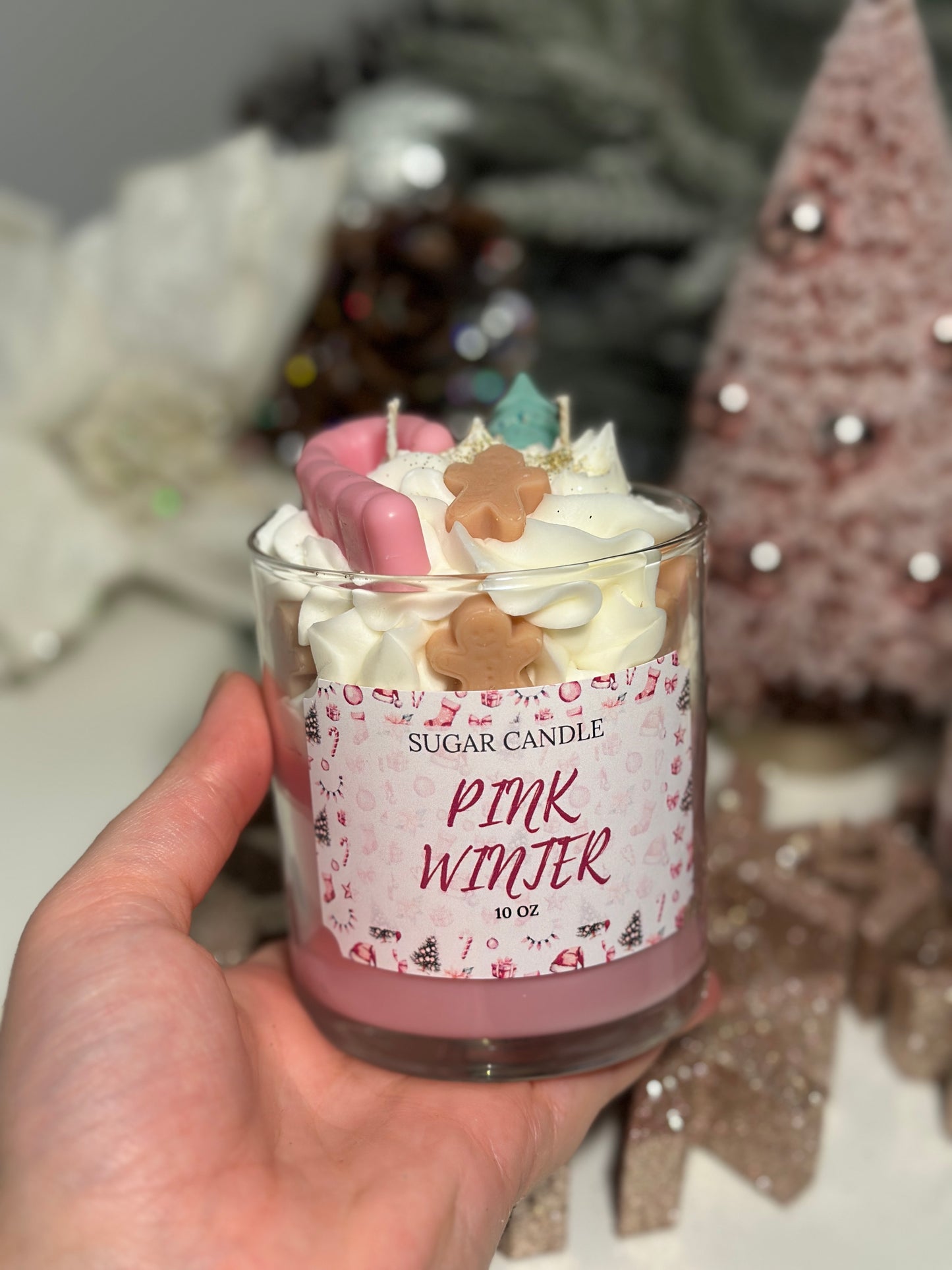 Pink Winter Candle – holiday gift & winter candle for every occasion - Sugar Candle