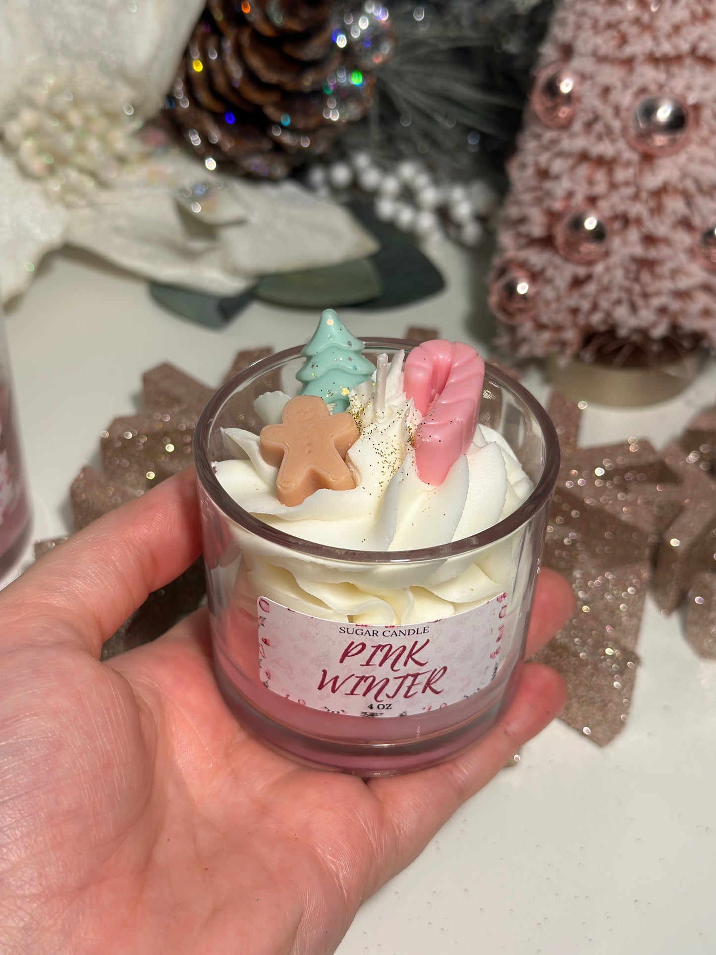 Pink Winter Candle – holiday gift & winter candle for every occasion - Sugar Candle