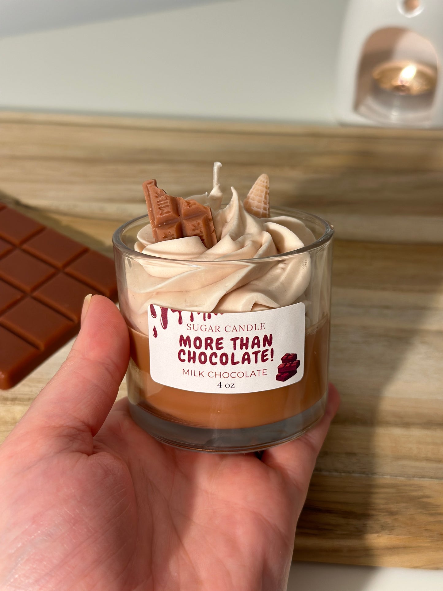 Whipped Cream Milk Chocolate Candle – Dessert Candle & Gift for Any Occasion - Sugar Candle