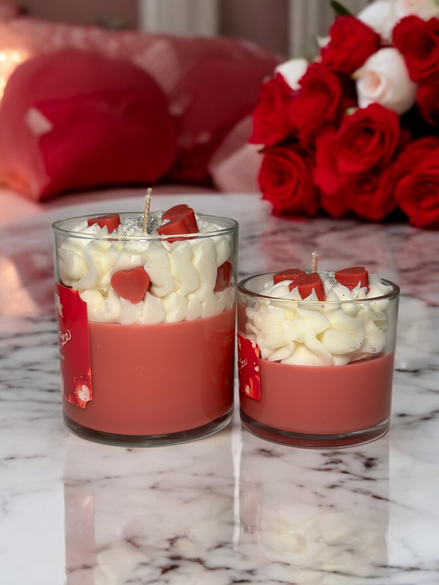 Valentine's Day Candle β Cranberry Apple Marmalade Scented | Red & White Jar Candle | Birthday Gifts, Gift for Her or Him, Home Decor