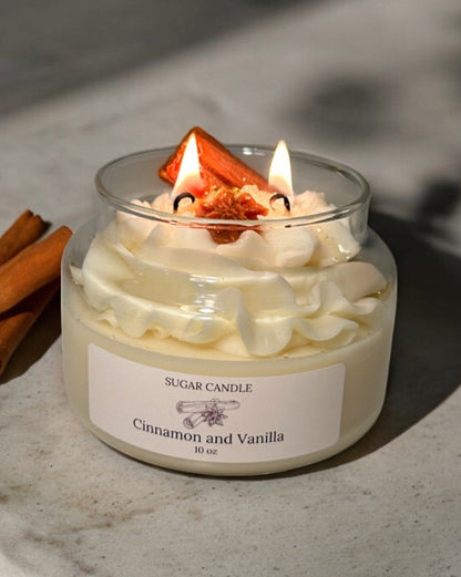 Cinnamon Vanilla Whipped Candle – warm cinnamon scented candle for gifts & home decor - Sugar Candle