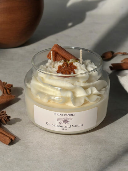 Cinnamon Vanilla Whipped Candle – warm cinnamon scented candle for gifts & home decor - Sugar Candle