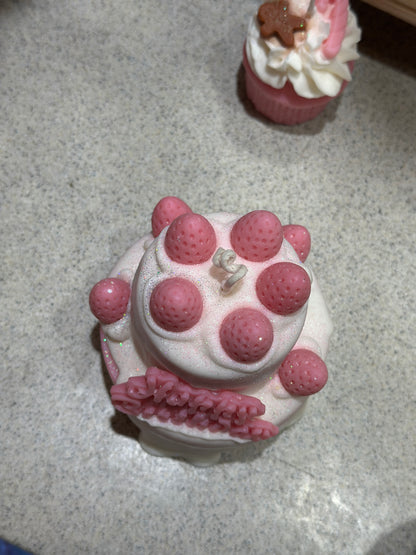 Two Layer Strawberry Shortcake Candle – birthday cake candle & sweet gift idea - Sugar Candle