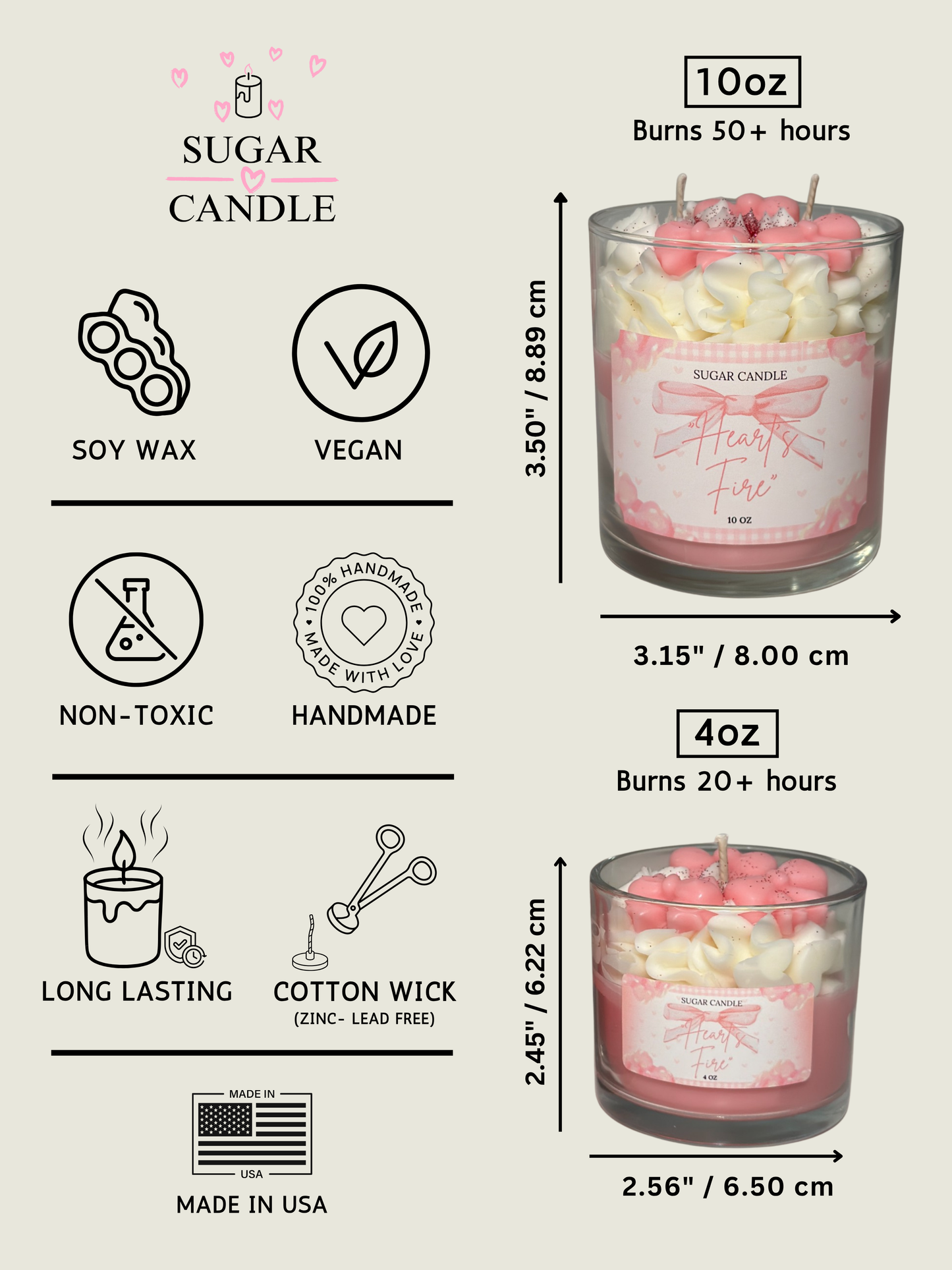Hearts Fire Pink Candle – sweet strawberry shortcake scented candle for gifts & home decor 🍓🕯️