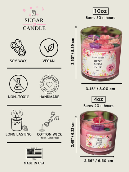Best Mom Ever Candle – Pink Floral Mother's Day Gift