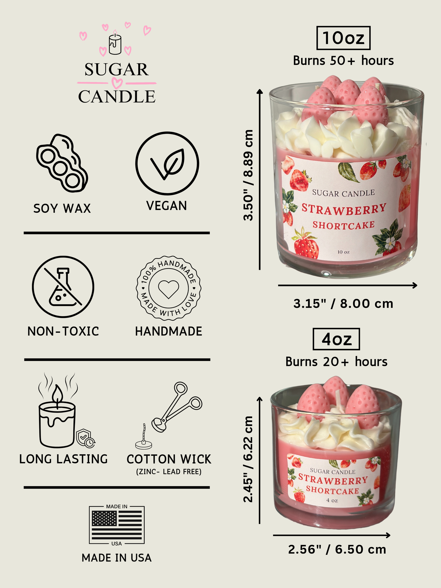 Strawberry Shortcake Candle – Dessert Candle & Gift for Her or Him