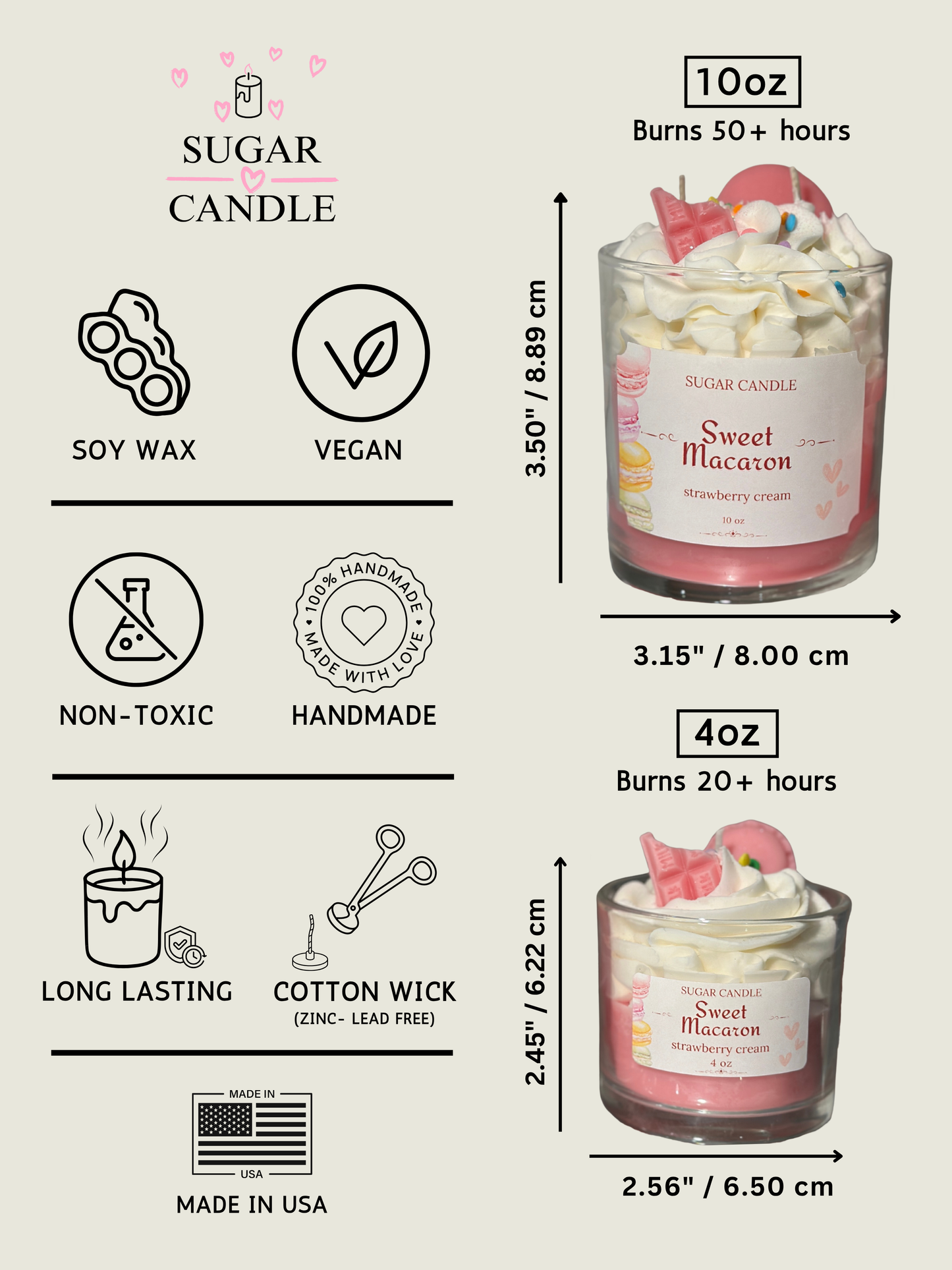 Strawberry Cream Macaron Candle – Scented Gift & Home Decor