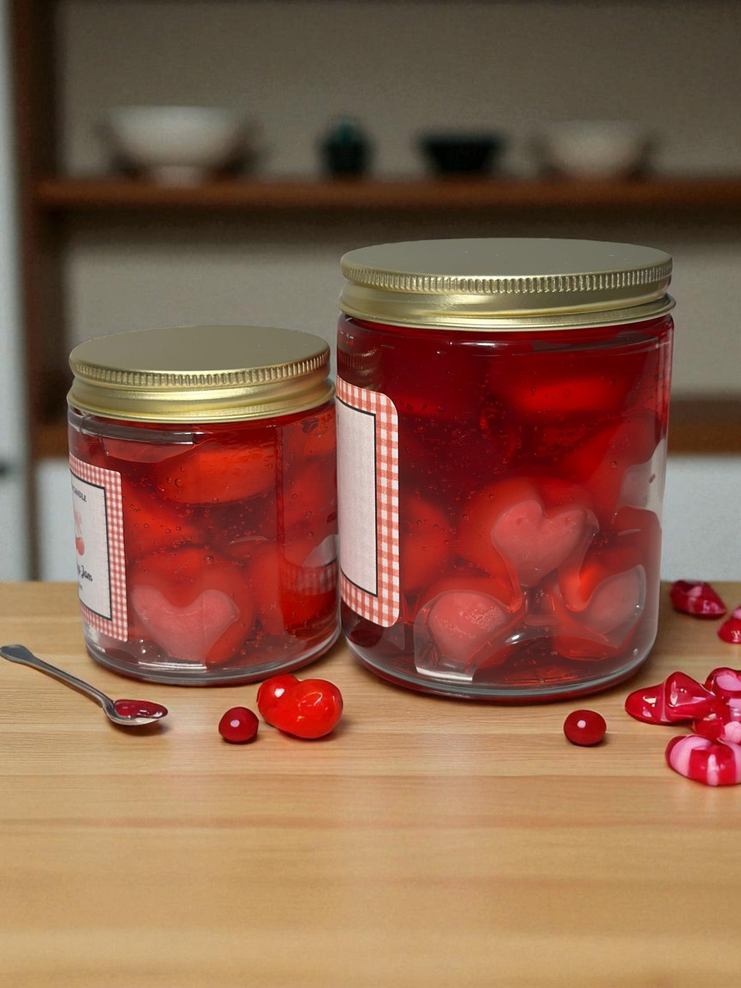 Cherry Jam Candle – Handmade Soy & Gel Wax | Fresh Cherry Scent, Golden Lid, 3.5 oz & 7 oz - Sugar Candle