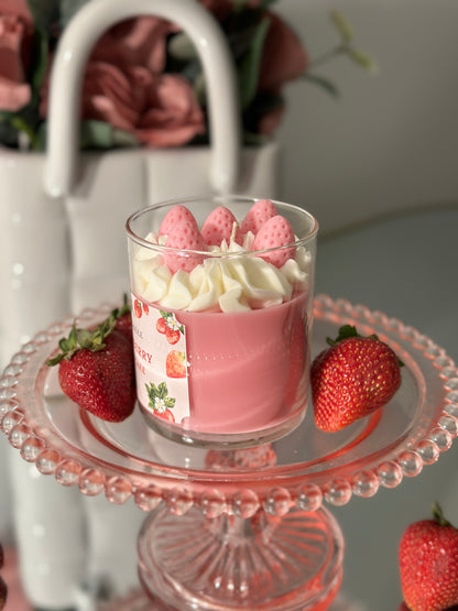 Strawberry Shortcake Candle – Dessert Candle & Gift for Her or Him - Sugar Candle