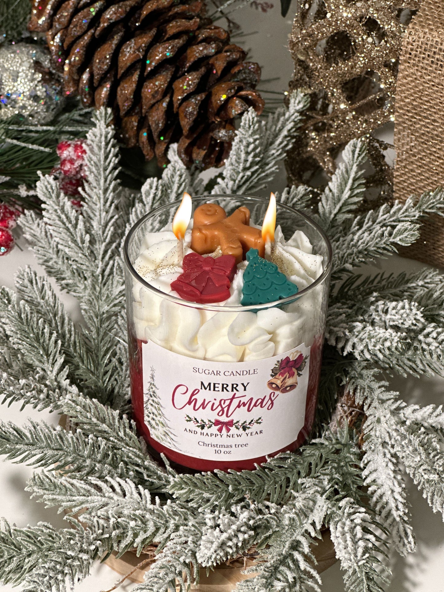 Merry Christmas Candle: Soy, Vegan, Non Toxic & Handmade / Fraser Fir Scented