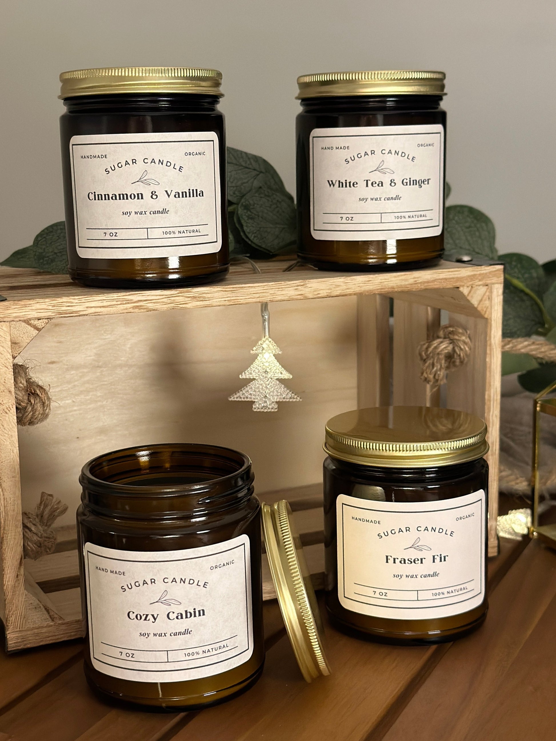 Amber Jar High Quality Soy Candles 7oz and 3 Scent Options - Sugar Candle