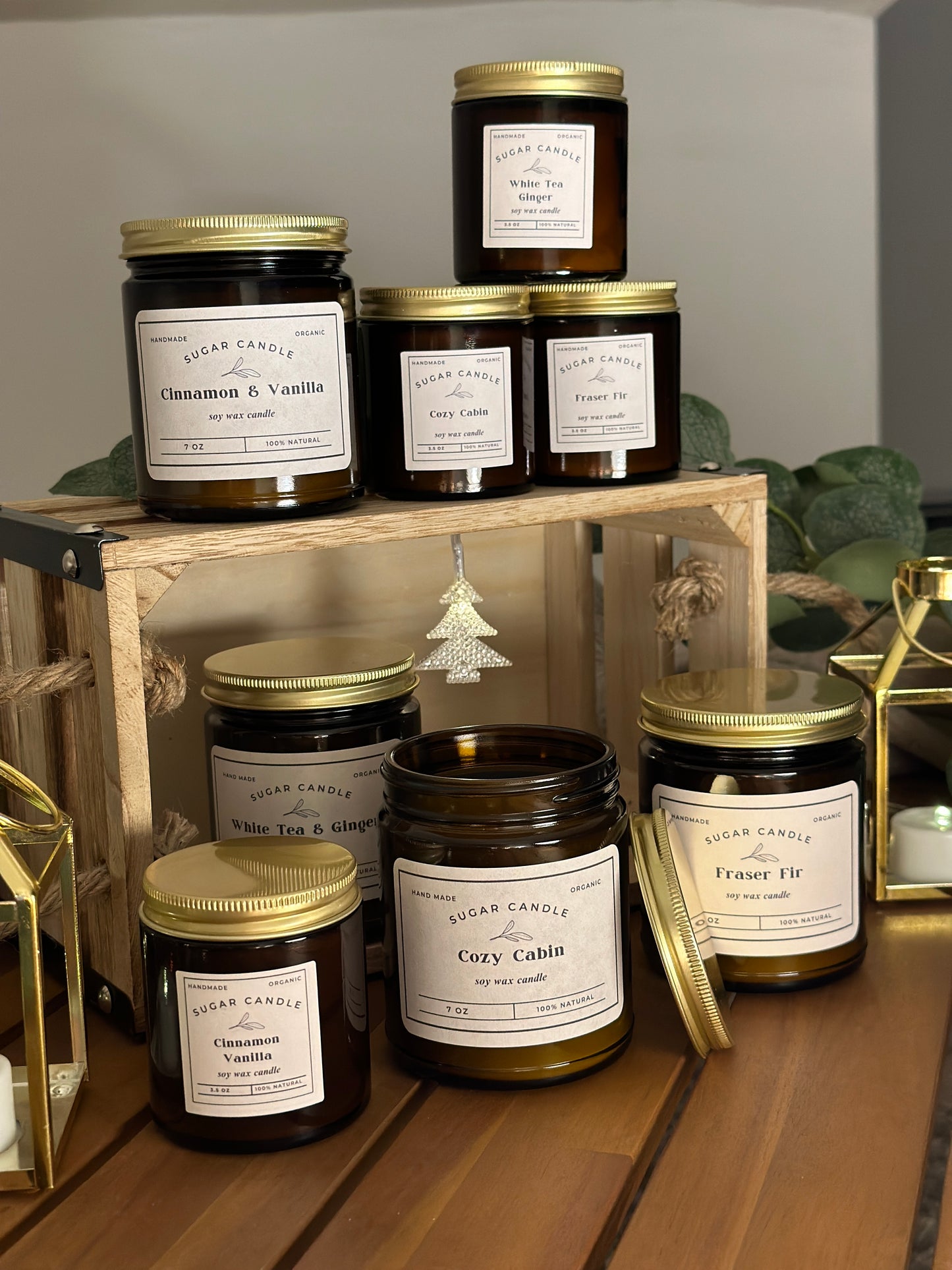 Amber Jar High Quality Soy Candles 7oz and 3 Scent Options - Sugar Candle