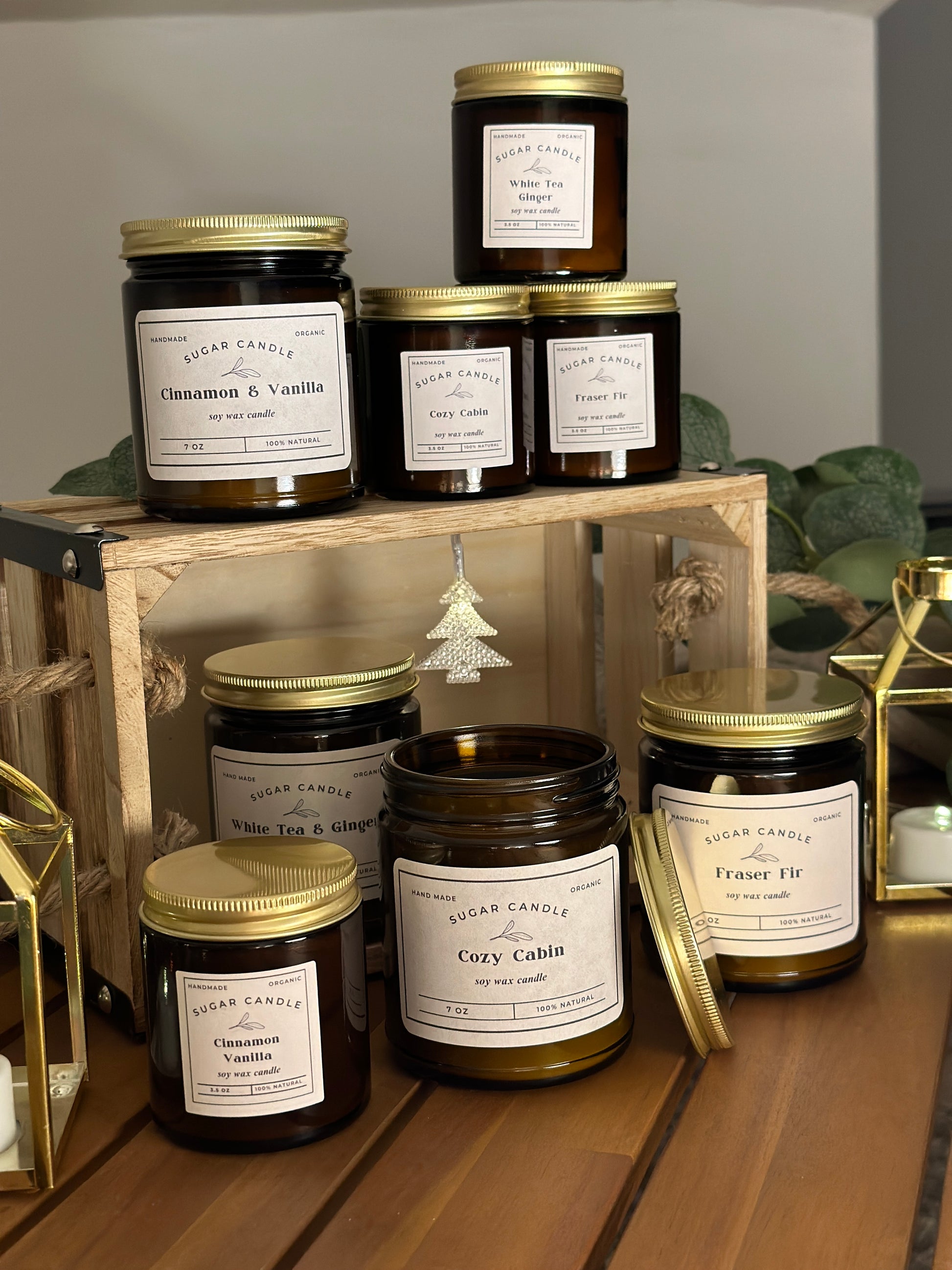 Amber Jar High Quality Soy Candles 7oz and 3 Scent Options - Sugar Candle
