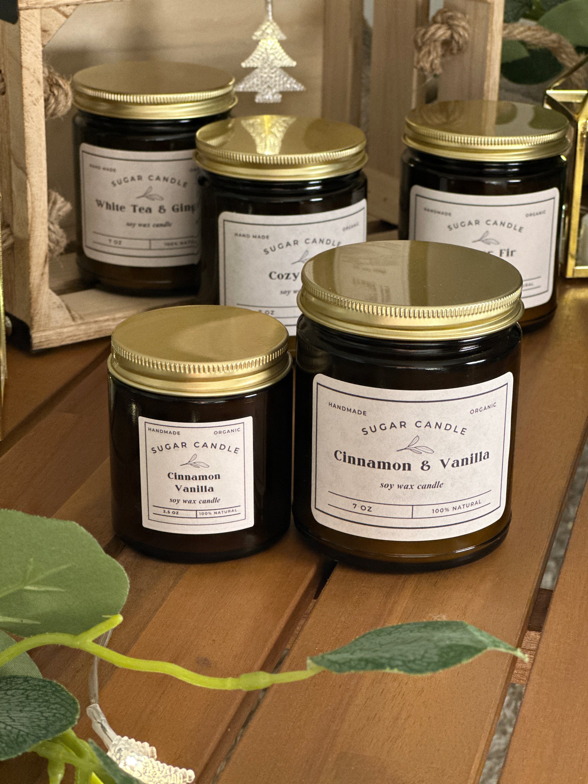 Amber Jar High Quality Soy Candles 7oz and 3 Scent Options - Sugar Candle