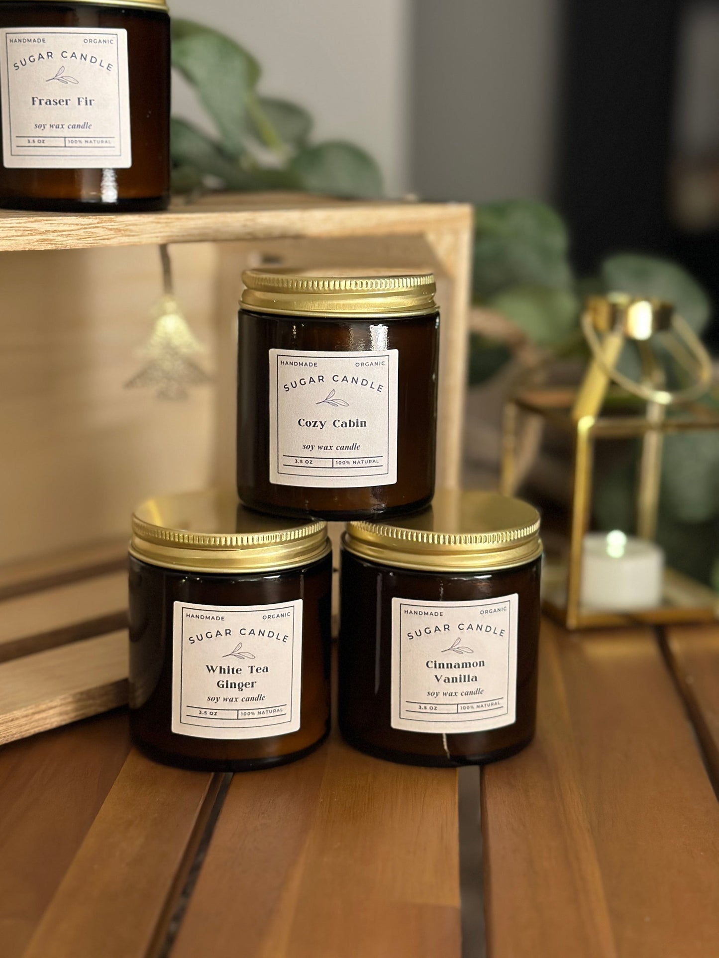 Amber Jar High Quality Soy Candles 7oz and 3 Scent Options - Sugar Candle