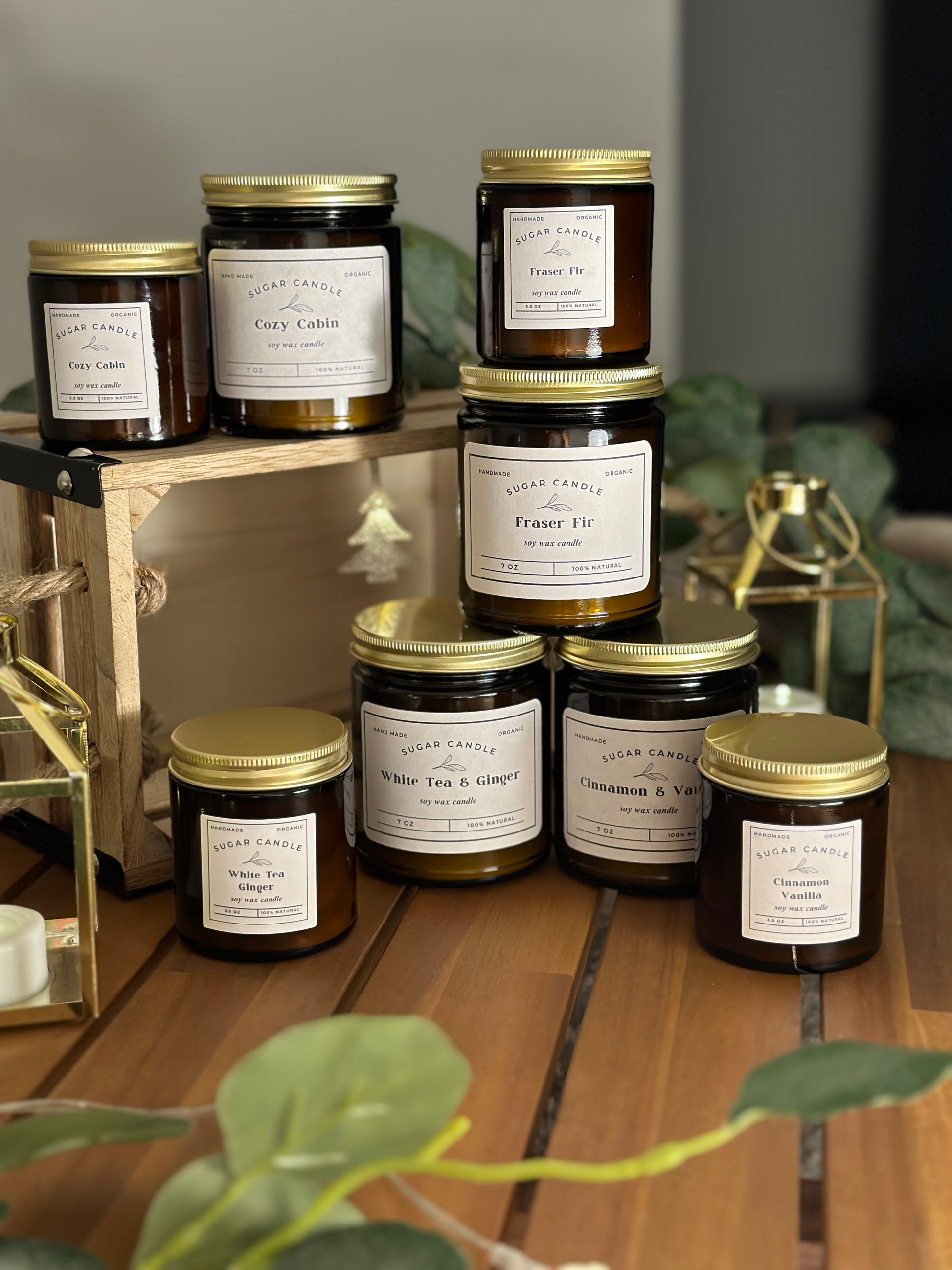 Amber Jar High Quality Soy Candles 7oz and 3 Scent Options - Sugar Candle