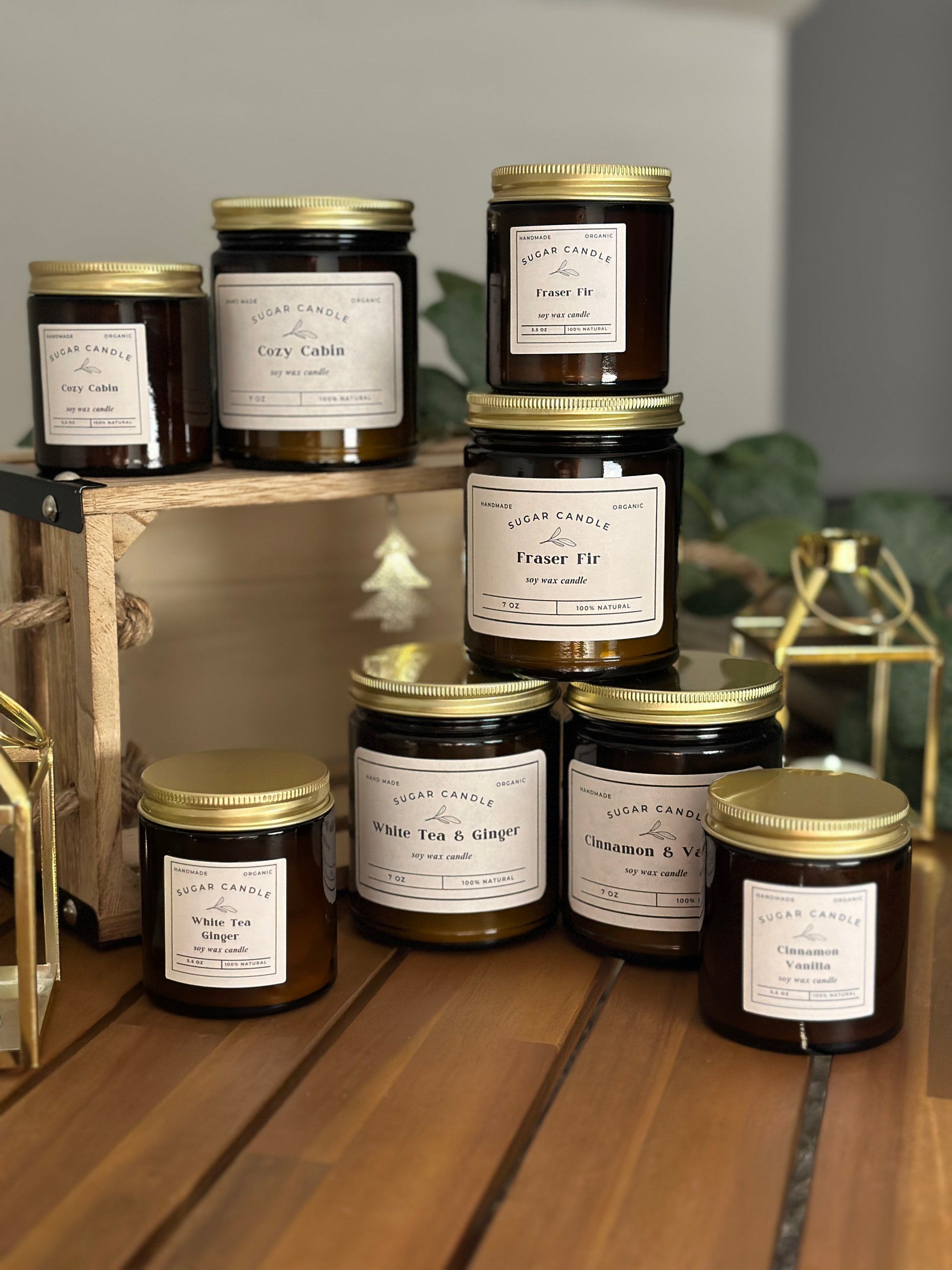 Amber Jar High Quality Soy Candles 7oz and 3 Scent Options - Sugar Candle