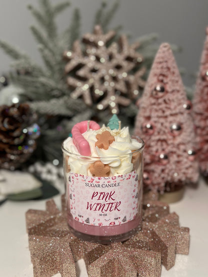 Pink Winter Candle – holiday gift & winter candle for every occasion - Sugar Candle