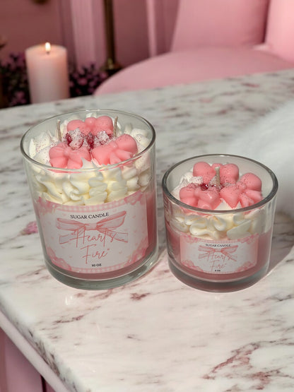 Hearts Fire Pink Candle – sweet strawberry shortcake scented candle for gifts & home decor 🍓🕯️ - Sugar Candle
