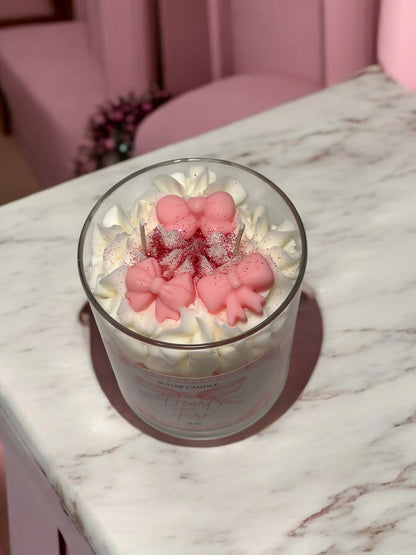 Hearts Fire Pink Candle – sweet strawberry shortcake scented candle for gifts & home decor 🍓🕯️ - Sugar Candle