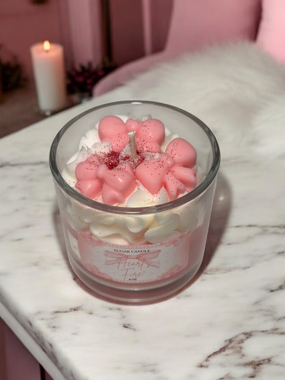 Hearts Fire Pink Candle – sweet strawberry shortcake scented candle for gifts & home decor 🍓🕯️ - Sugar Candle
