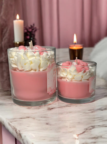 Hearts Fire Pink Candle – sweet strawberry shortcake scented candle for gifts & home decor 🍓🕯️ - Sugar Candle