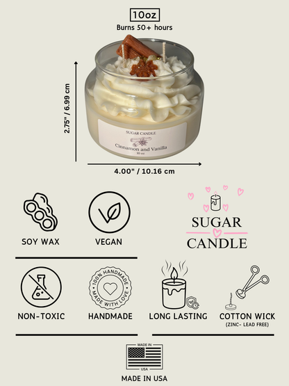 Cinnamon Vanilla Whipped Candle – 10 oz Soy Candle