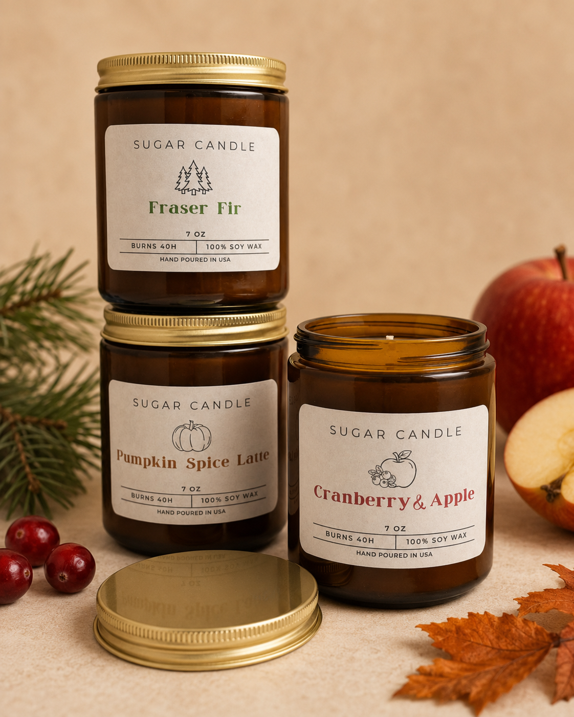 Amber Jar Soy Candle – 7 oz Scented Candle Collection