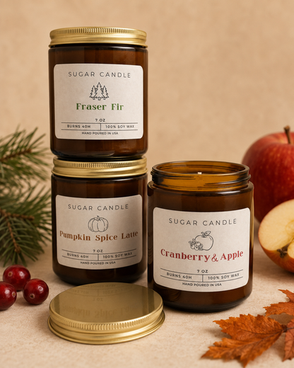 Amber Jar Soy Candle – 7 oz Scented Candle Collection