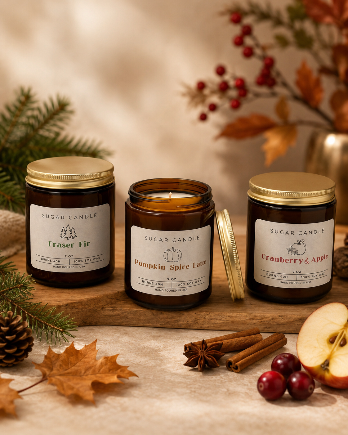 Amber Jar Soy Candle – 7 oz Scented Candle Collection